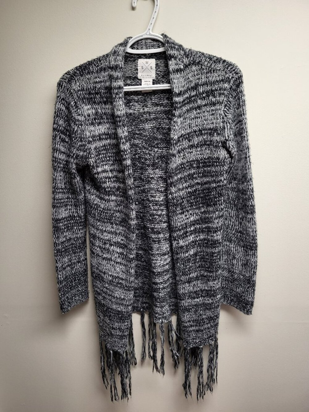 SWS Knitwear Fringe Cardigan Medium Black White